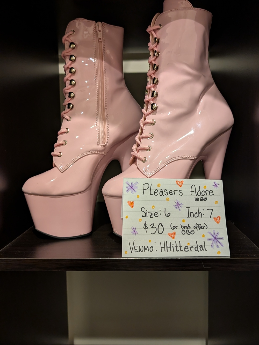 Pleasers Adore 7in Boots - PINK